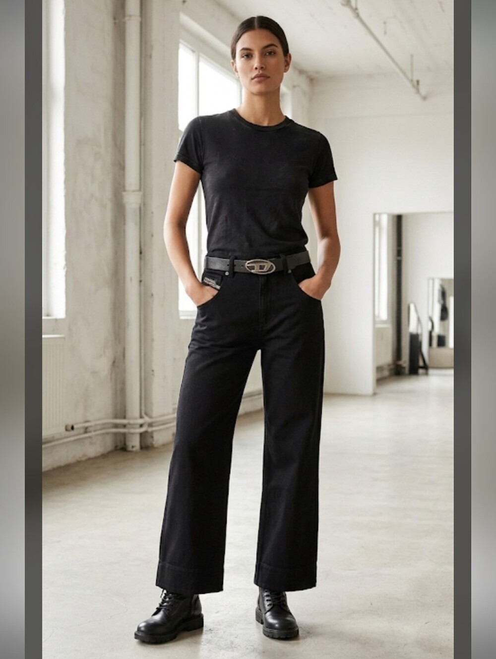 Diesel Bootcut Flare High Rise Pants 27 Minimalist Y2K #820